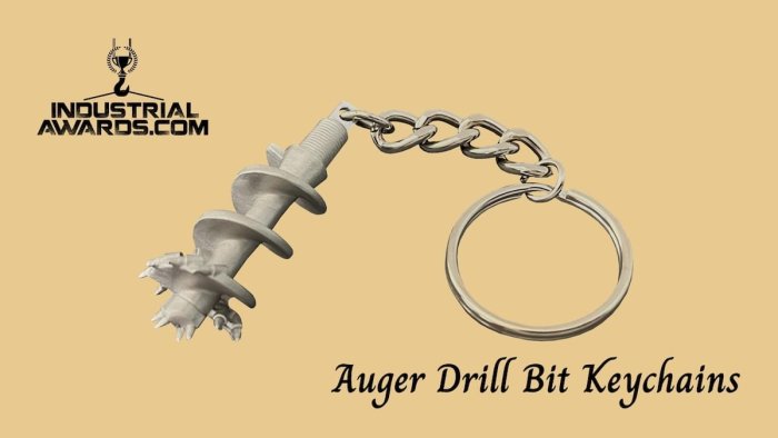 Image of auger drill bit keychain pendant from industrialawards.com online store.