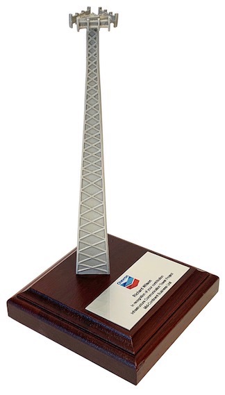 Tower award for cellular telecommunications gift plaque for Crown Castle International, SBA Communications