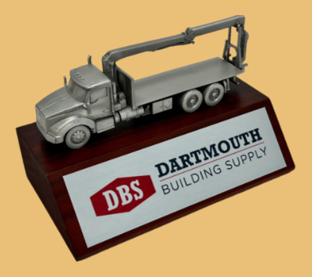 Boom truck award custom for Dartmouth Building Supply