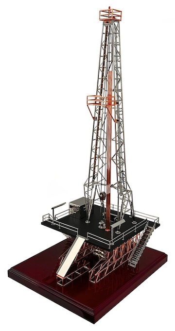 Chrome oilfield derrick drilling rig model trophy award