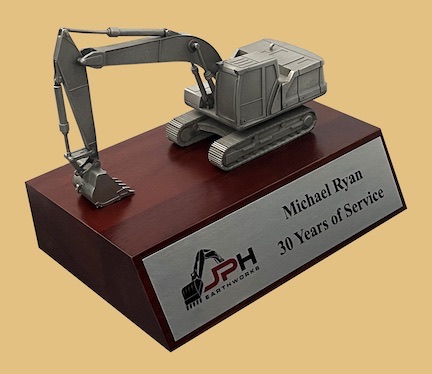 Bucket excavator award for heavy machinery operator plaque gift