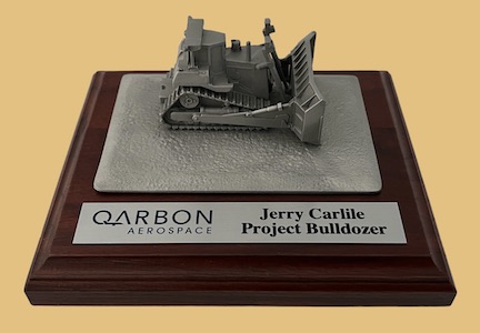 Heavy equipment operator award gift plaque bull dozer desktop model cast from pewter