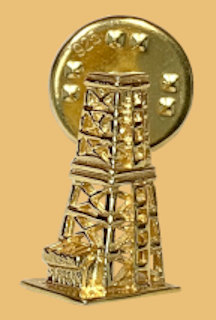 Oilfield tie tac lapel pin jewelry silver and gold