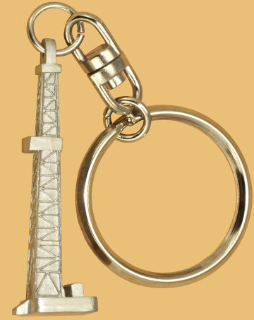 Drilling rig derrick keychain collectible