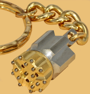 Mining gift retrac drill bit keychain hand machined