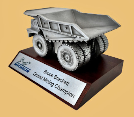 Pit mining heavy haul dump truck cast from high detail pewter award model gift plaque