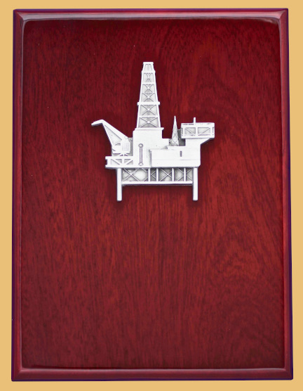 Offshore oilfield awards oil and gas drilling platform plaque with custom engraving