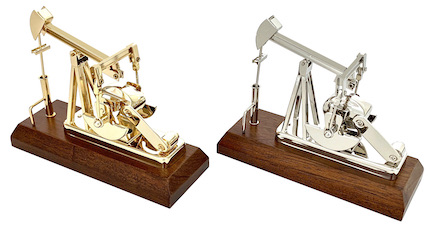 Mini oilfield oil well gold pump jack pumping unit model gift award with engraving