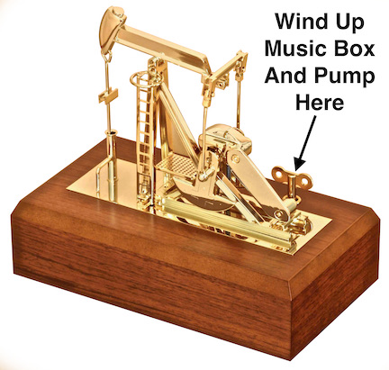 Gold oil well pump jack model music box executive oilfield gift