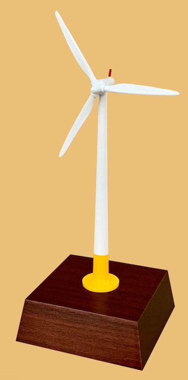 Clean energy wind turbine with offshore safety markings award plaque gift