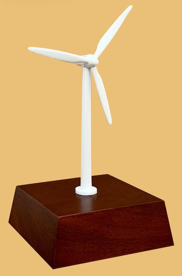Model wind turbine trophy award for renewable wing energy gift