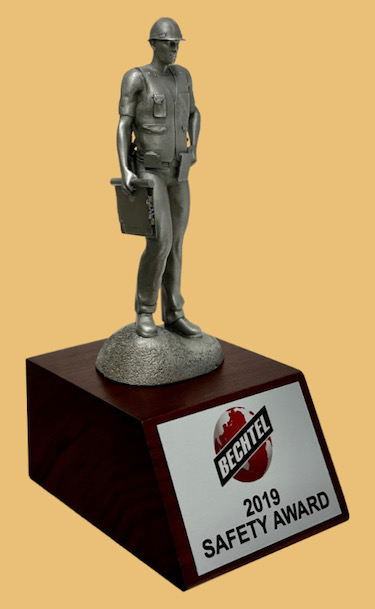 Job site foreman award trophy statue for safety, service or retirement