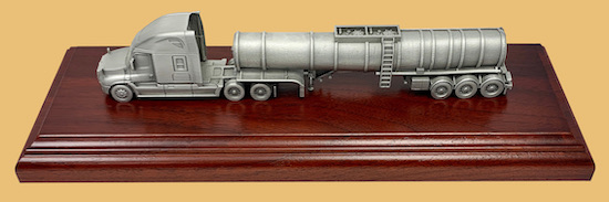 Oilfield crude oil hauler employee appreciation service award with personalized engraving.